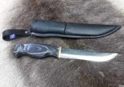 Wood Jewel Bear Leuku Knife, Black